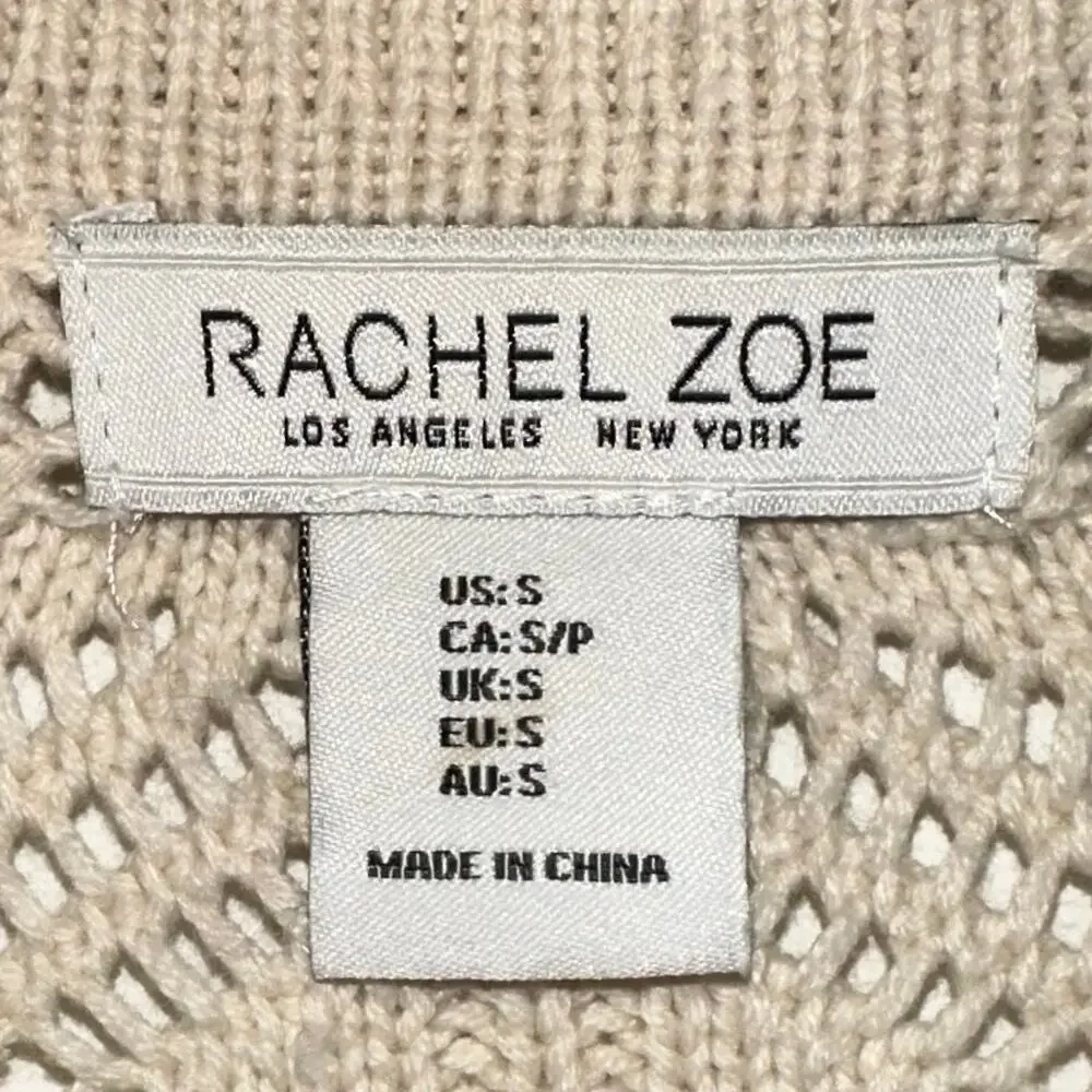 Rachel Zoe Cream Cotton Blend Knit Button Front Sweater Size Small - Picture 3 of 12